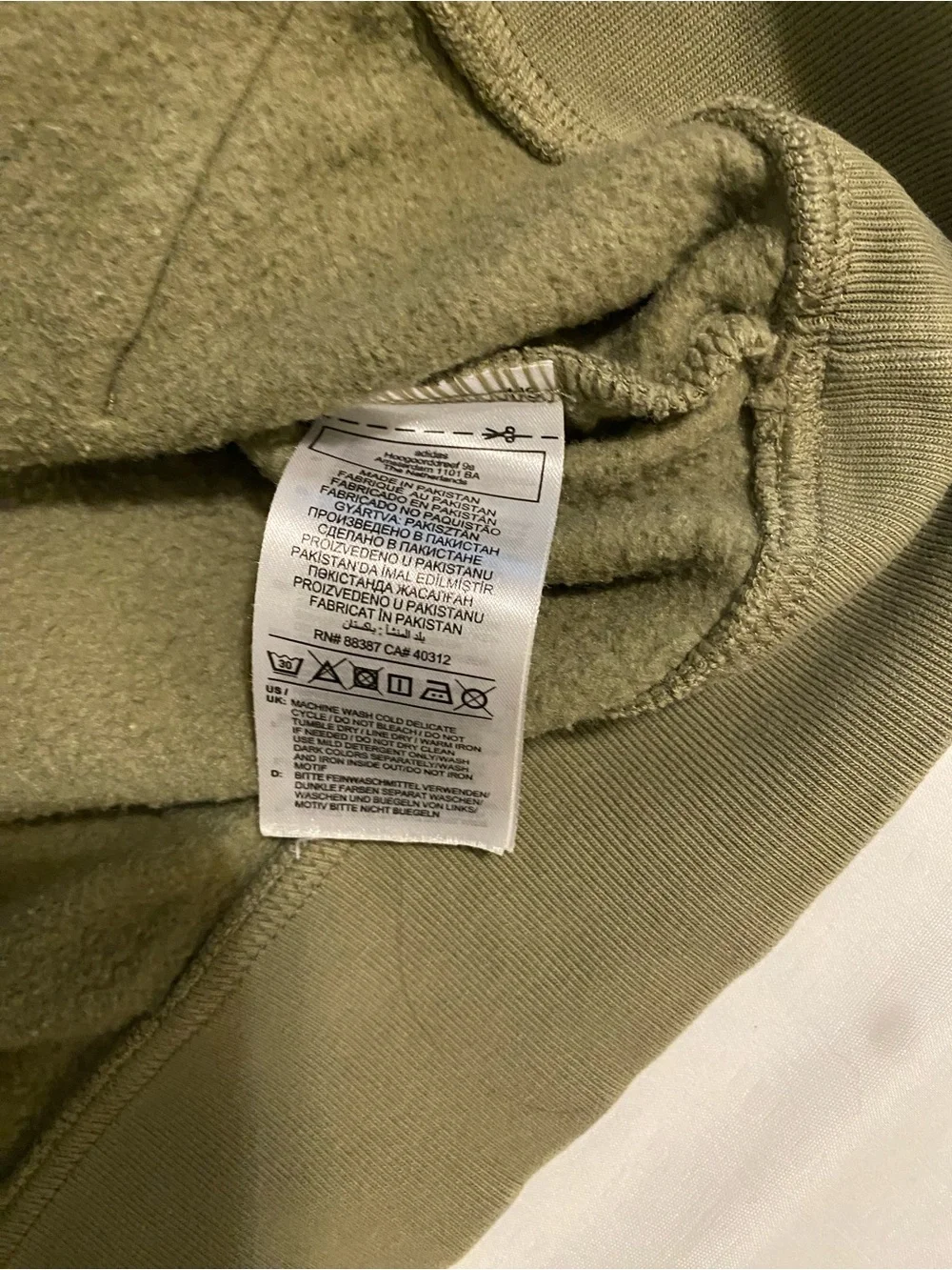 adidas Olive Green Crewneck Hoodie with Trefoil Logo